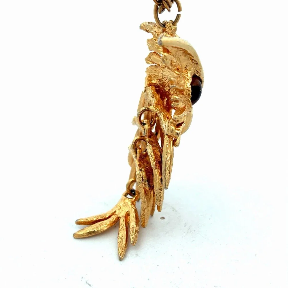 1970's Silver & Gold Tone Rhinestone Wisdom Intuition Luck Lot Two Owl Necklaces